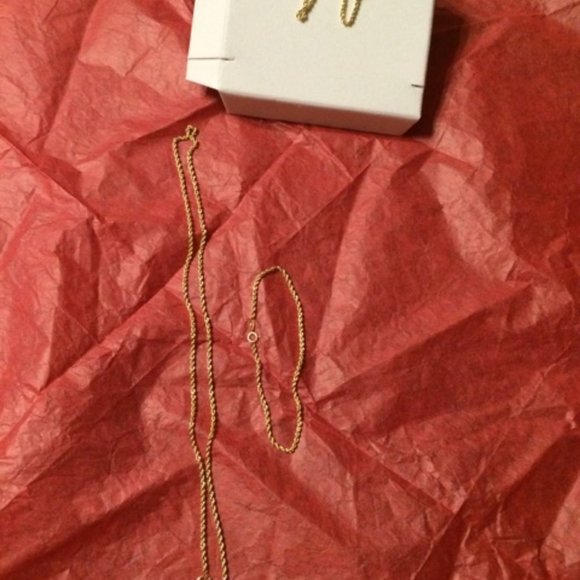 COPY - Beautiful 10KT, 1.7mm Gold Rope Chain Set (Chain, Earrings & Bracelet)- … - Picture 6 of 16